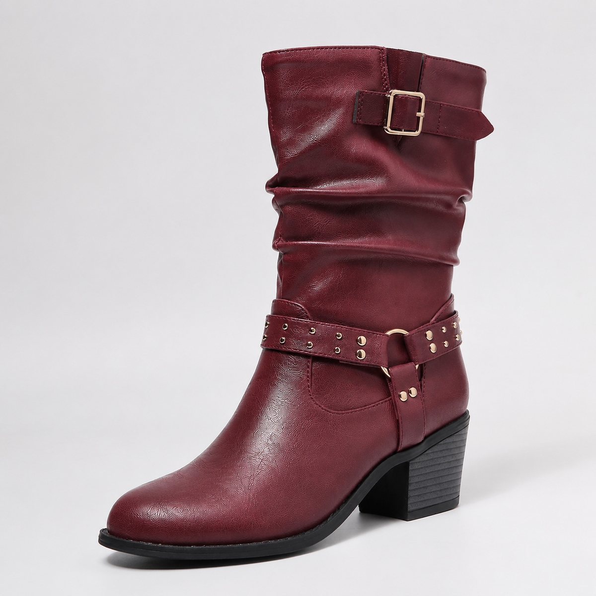 Women Leather Boots Western Thick